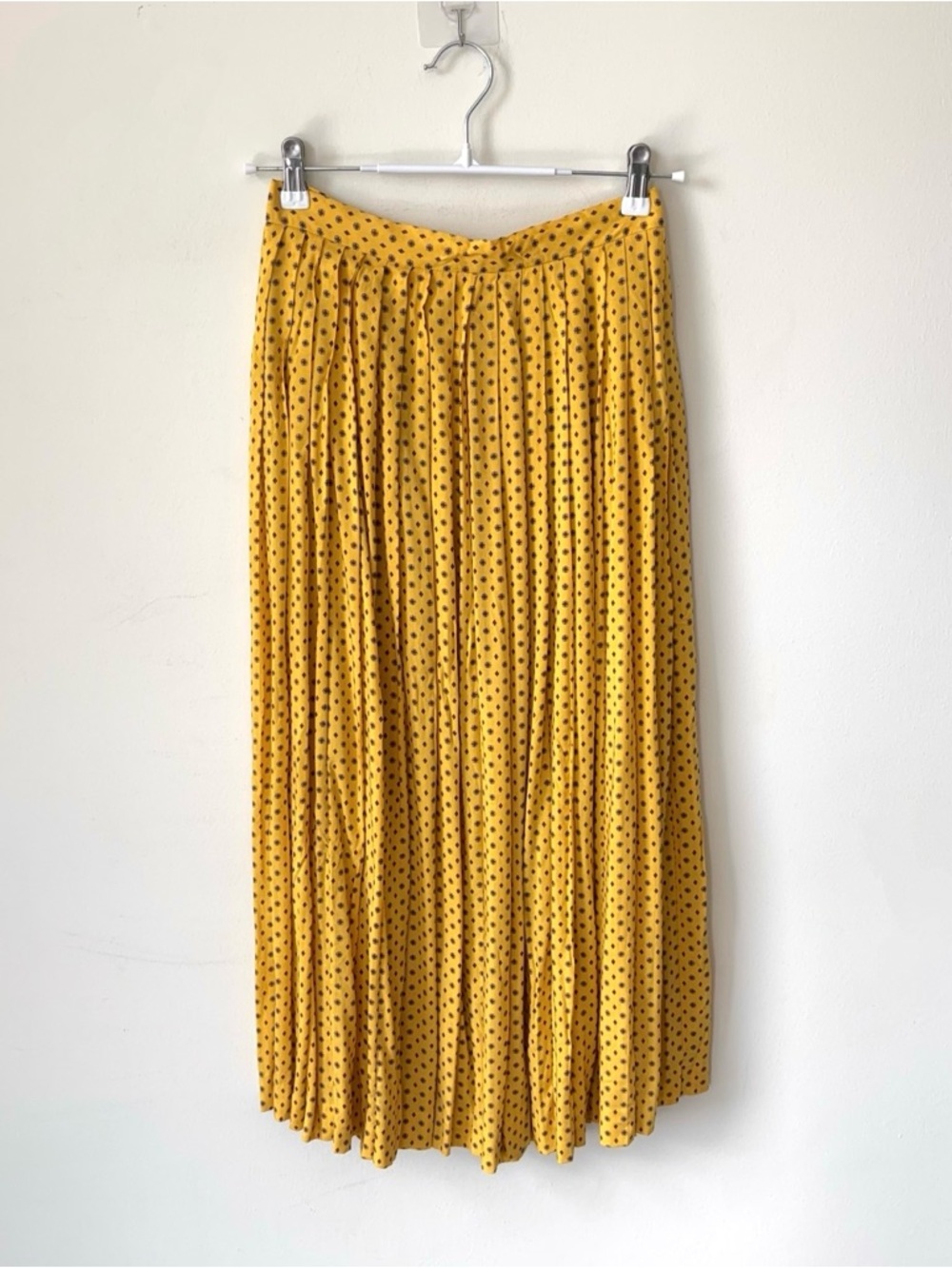 Vintage 80s Ralph Lauren 100% Rayon Pleated Skirt Size 8 Blue Label Micro Print